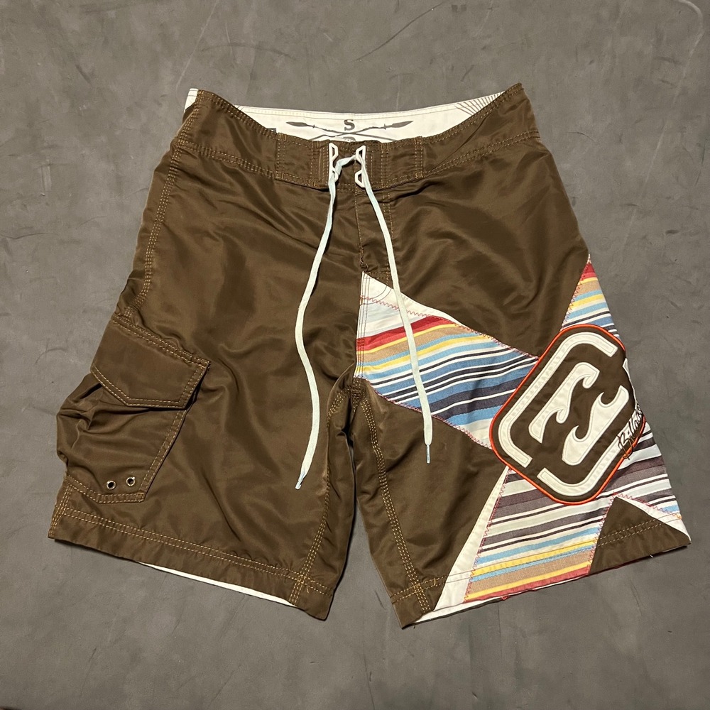 Vintage Y2K Billabong Board Shorts Mens 34 Brown Shane Dorian Signature Striped